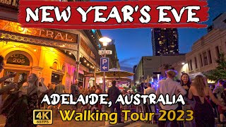 New Year's Eve, Adelaide, Walking Tour | Rundle St, Hindley St [4k-60fps] 🇦🇺 🦘