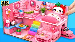 Make Hello Kitty Villa House with Rainbow Stair, Garage, Decor Tips from Clay🎀DIY Miniature House