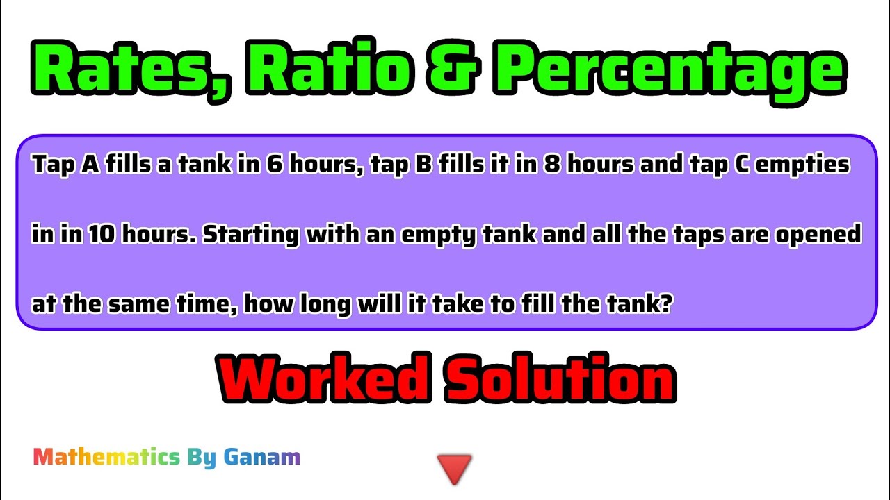 Three_taps_filling_a_tank_Rates_and_proportions_Mathematics_by_Ganam # ...