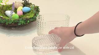 Embossed Glass Candle Jar with Lid | Luxury Glass Candle Container Wholesale#EmbossedGlass