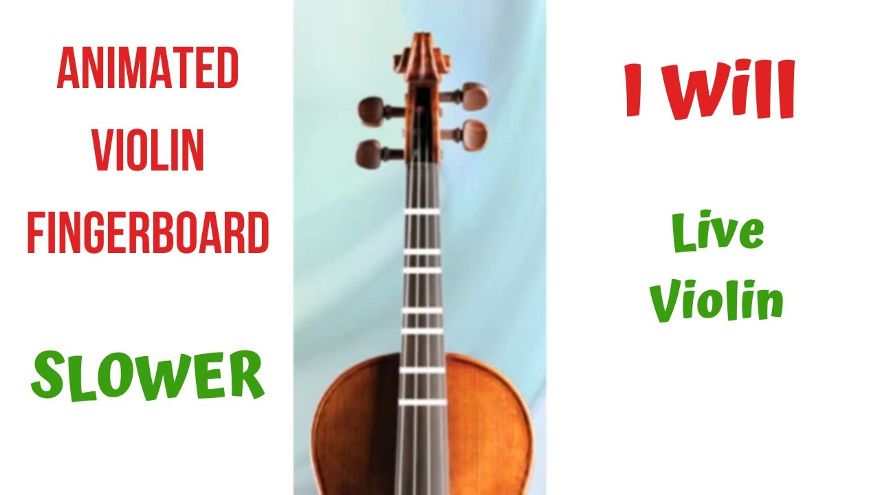 I WILL 💛 —  LIVE Violin Tutorial | Animated Violin FINGERBOARD (SLOWER) Play-Along | Beatles Violin