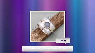 Hammered Band White Moonstone Solid 925 Sterling Silver Ring For Women, Handmade Textured Silver 