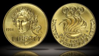 1988-W $5 Gold Seoul Olympics Commemorative Half Eagle PCGS MS70 Nike Goddess of Victory