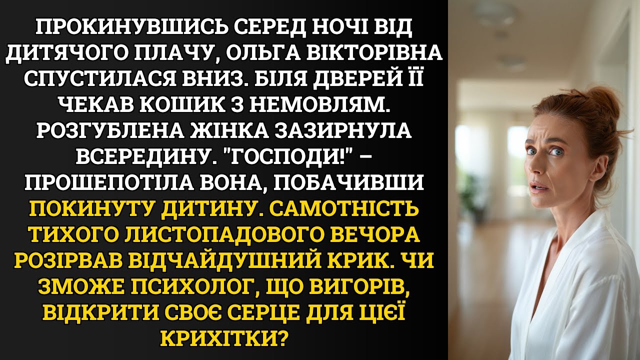 Прокинувшись серед ночі від дитячого плачу, Ольга Вікторівна спустилася вниз. Біля дверей її