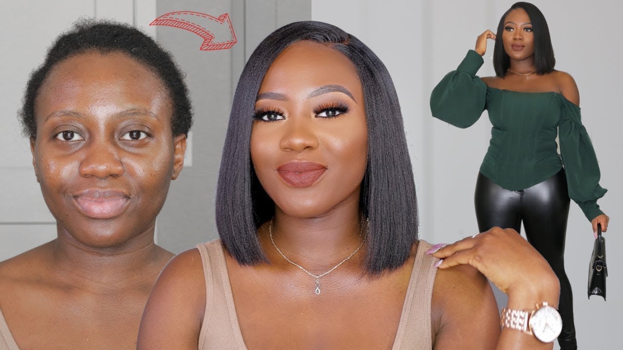 FULL GRWM CASUAL GLAM  Hair  Dark Skin Makeup Outfit ft OMGqueen Hair