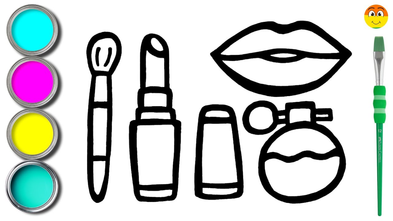 Cute Makeup Drawing, Painting, Coloring for Kids & Toddlers Draw so