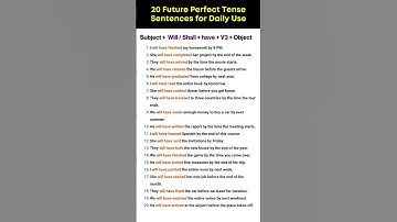 Future Perfect Tense in English Grammar | 20 Future Perfect Tense Sentences for Daily Use. #tenses