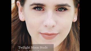 Moon silver stud earrings from Scarlett Jewellery