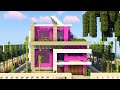 Minecraft Pembe Tasarımlı Modern Ev | Şehir #19
