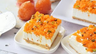 Motichoor Cheesecake Bars | No Bake & Eggless | Indian Fusion Dessert
