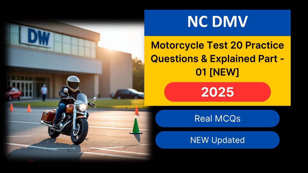 Free NC DMV Motorcycle Test 2025 | 20 Practice Questions & Explained Answers
