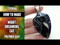 Free Video Tutorial: How to make faux cloisonne enamel pendant "Night Dreaming Cat".