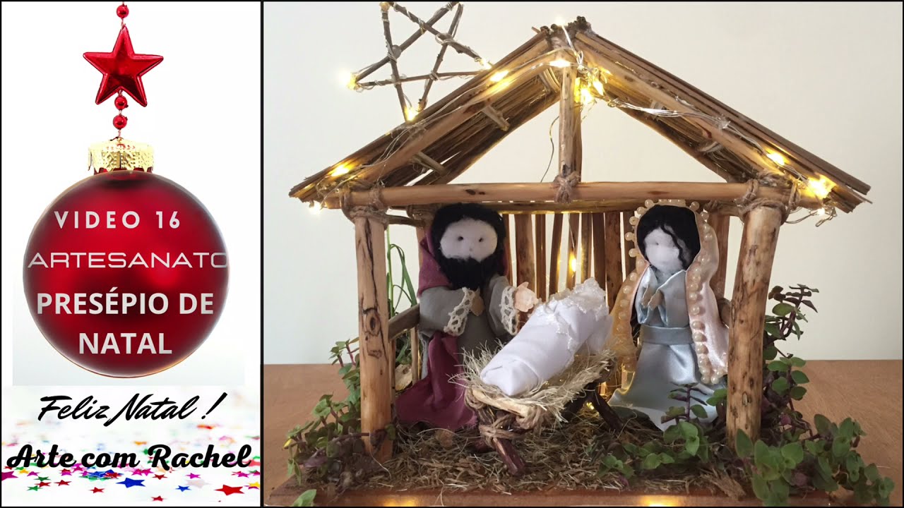 #16 Artesanato: Presépio de Natal com galhos de árvores e folhas de coqueiro.