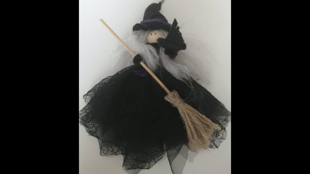 Figurine Sorcière Halloween - 30 Cm - Mauve - Poupée Légende G7 - État Neuf