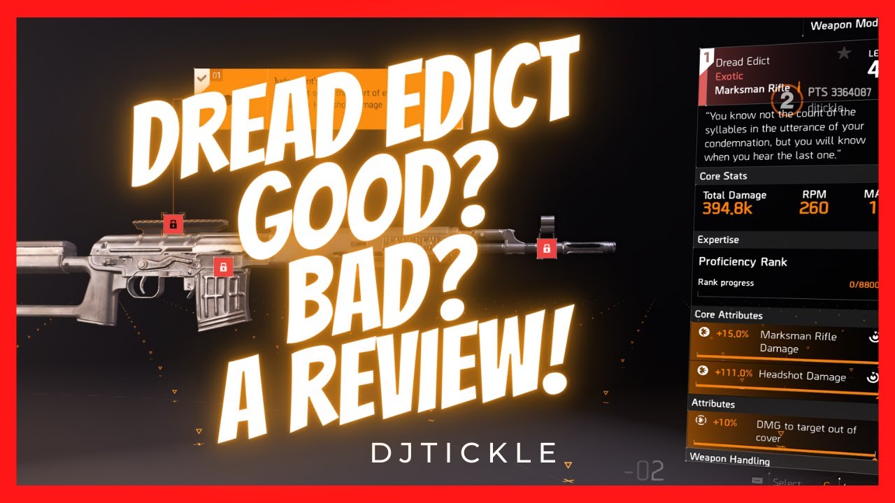 DREAD EDICT REVIEW! GOOD? BAD? PTS THE DIVISION 2