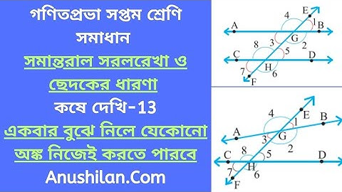 সমান্তরাল সরলরেখা ও ছেদকের ধারণা কষে দেখি 13 ক্লাস 7|Koshe Dekhi 13 Class 7