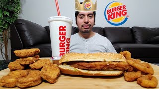 BURGER KING SPICY CLASSIC CHICKEN SANDWICH, ONION RINGS AND NUGGETS 먹방 MUKBANG EATING SHOW