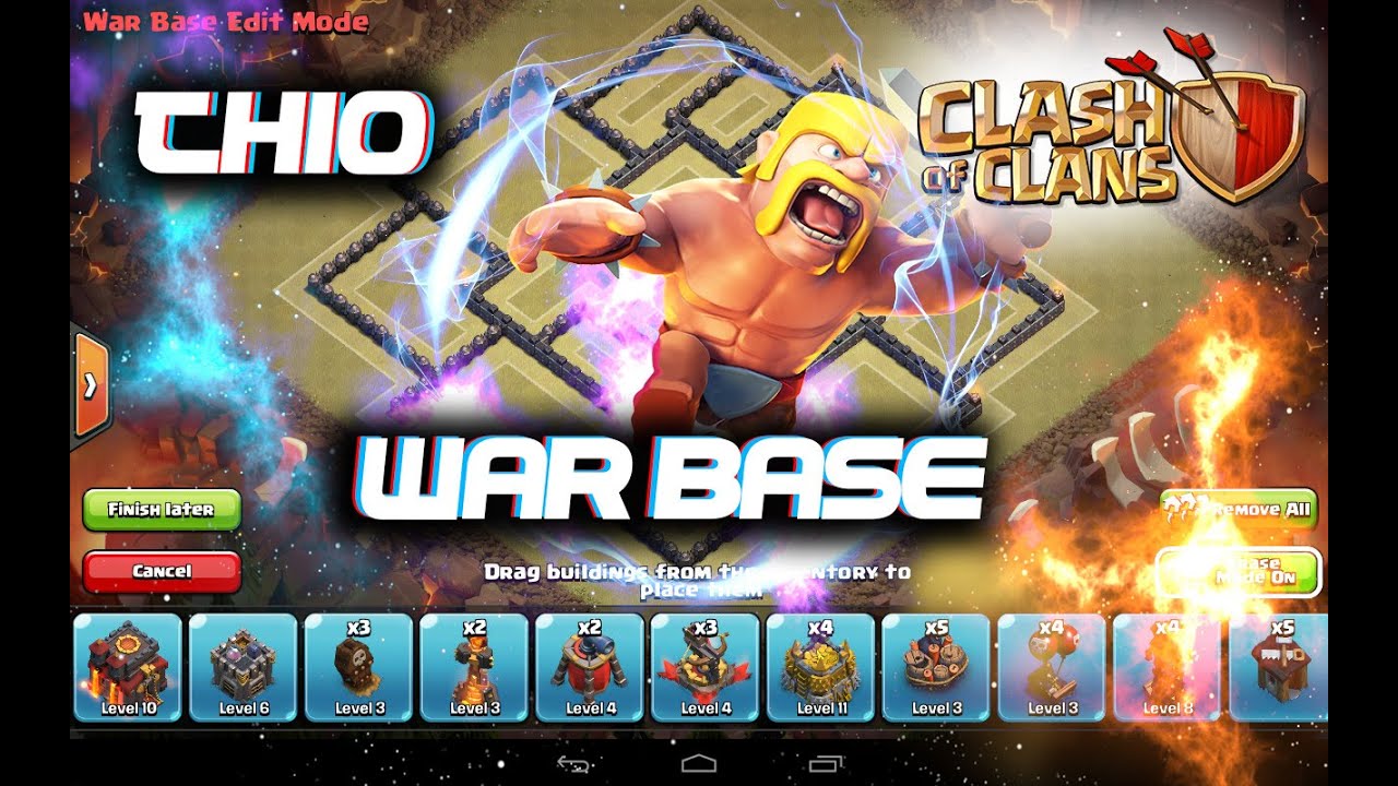 clash of clans-INCREDIBLE TH10  WAR BASE 275 WALLS SPEED-BUILD