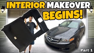 ACURA TSX Headliner Removal + Fabric Replacement | Interior Make Over Starts!