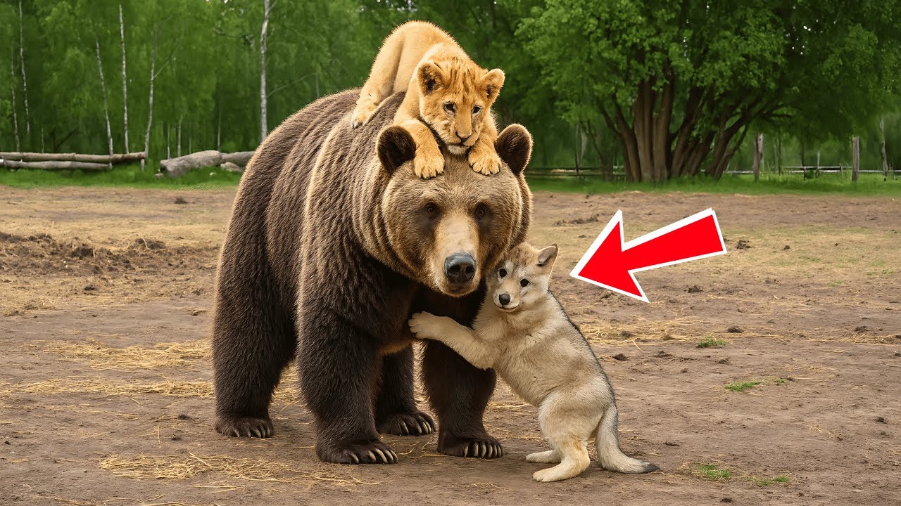 Mother Bear Adopted a Lion Cub and a Wolf Pup — Years Later, Their Reunion Moved the World