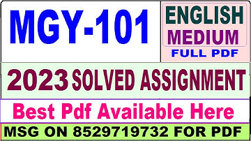 mgy 101 solved assignment 2023 || mgy 101 solved assignment july 2023 || ignou mgy101 2024