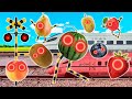 【線路アニメ】踏み切りは階段を駆け下りる🍇🍓🥭The mysterious fruit box