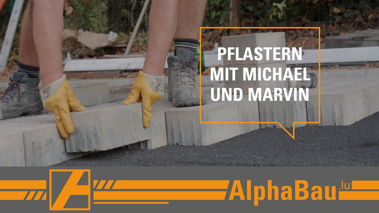 Pflasterarbeiten auf der AlphaBau Baustelle