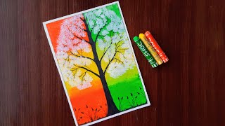Flower tree drawing with oil pastel/Flower tree Drawing/Magical tree drawing with oil pastels.
