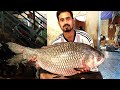 Fish Cutting Skills || GIANT Catla Fish Skinning & Chopping In Bangladesh || Fish Cutting