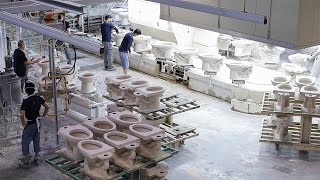Amazing Process of Making Toilet bowl In South Korea. Toilet bowl Mass Production Factory.