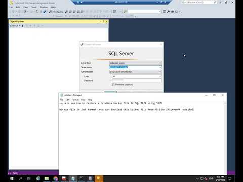 Restore a .bak backup file in MS SQL Server 2022