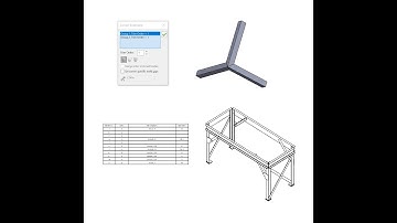 Weldment Corner Miter End and Insert Cut List in Drawing
