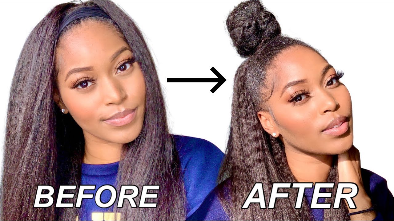 HEADBAND WIG HALF UP HALF DOWN HIDING HEADBAND LUVME HAIR KINKY