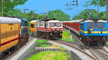 THREE TRAIN CROSSING IN SAME TRACK | BUMPY RAILROAD | RAILWORKS SIMULATOR | NTG GAMING