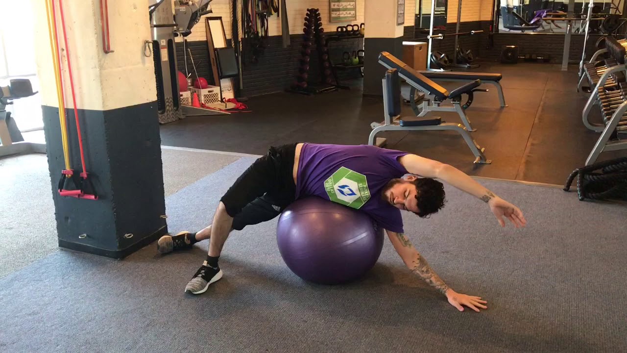 Swiss Ball SideLying Stretch (PRI LAIC) YouTube