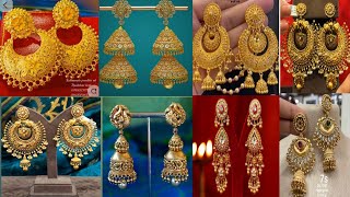 Latest gold temple earrings designs ||gold new jhumka earrings designs
