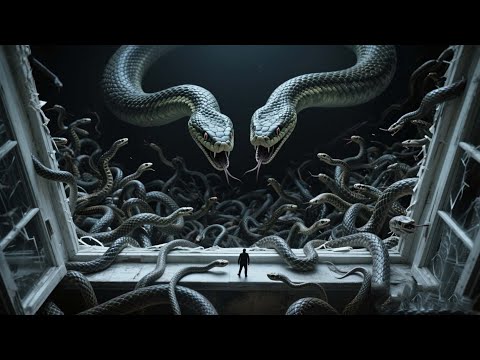 A two-headed giant snake breaks into the train to hunt