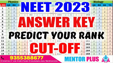 NEET 2023 Answer key Available Now Rank Predictor Expected Cut-Off Score