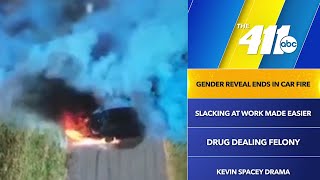 411: Drone captures car bursting into flames during gender reveal video shoot