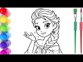 Cute Elsa Frozen Drawing for Kids ❄️ | Easy Elsa Drawing for Toddlers | Step by Step Coloring