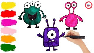 Cute monster drawing | Simple fun coloring pages for kids | Toddlers