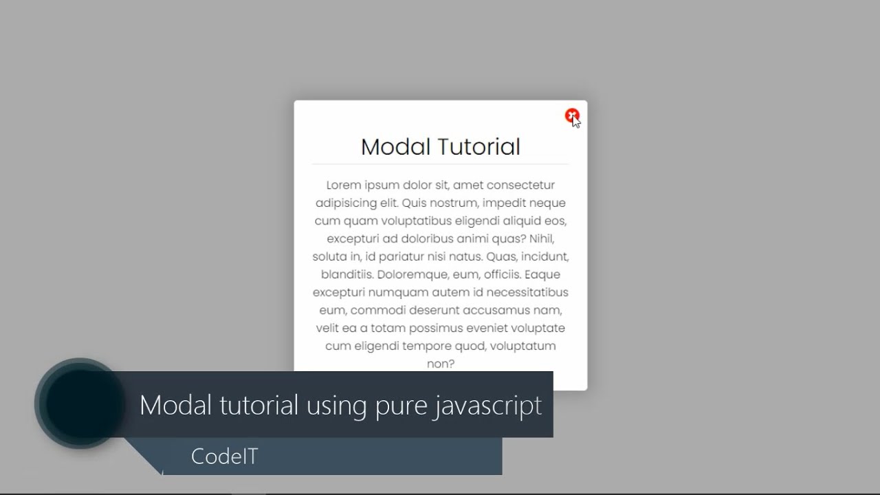 Modal Tutorial using Pure Javascript