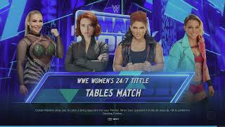WWE 2K24 Widow Alt. VS Natalya, Beth, Stark Fatal 4-Way Tables Elm. Match WWE Women's 24/7 Tittle