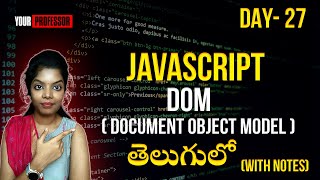 Javascript | DOM (Document Object Model ) | Day- 27| Web Development Course | with Notes