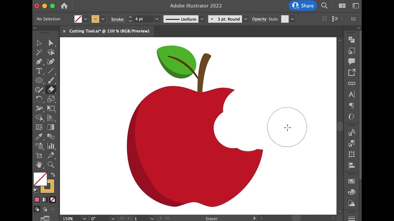 How to Cut an Object Freely with the Eraser Tool in Adobe Illustrator ...