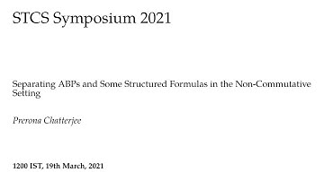 Prerona Chatterjee: Separating ABPs and Some Structured Formulas in the Non-Commutative Setting
