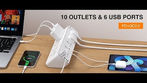 LDNIO SC10610 10-Outlet Power Sockets 6 USB Ports 32W  Charging Adapter Sockets 2-meter