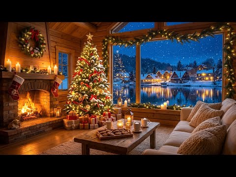 Soothing Christmas Ambience 🌲Instrumental Christmas Music 🎁Warm Fireplace and Soft Snow❄️