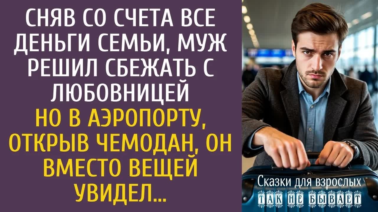 Сняв со счета все деньги семьи, муж решил сбежать с любовницей… Но в аэропорту, открыв чемодан…