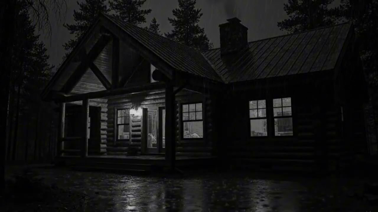 Calming Thunderstorm Rainfall Around a Wooden Cabin in the Woods Creating Deep Dreamy Sleep